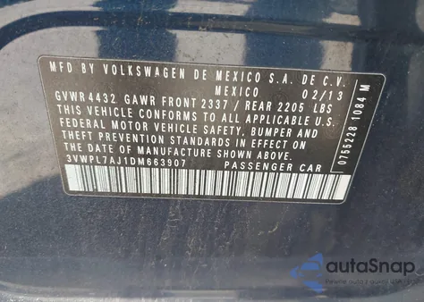 2013 Volkswagen Jetta Sportwagen 2.0L Tdi from USA, damaged, VIN 3VWPL7AJ1DM663907